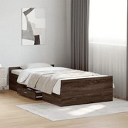 3280334 vidaXL Рамка за легло с чекмеджета, кафяв дъб, 100x200 см