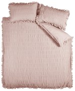 Розово двойно удължено крепово спално бельо 230x220 cm Seersucker Frill – Catherine Lansfield