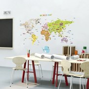 Детски стикер на стената 120x150 cm Giant World Map – Ambiance