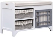 284080 vidaXL Пейка за коридор, бяла, 70x33,5x45 см, дърво от пауловния