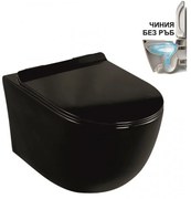 Конзолна тоалетна чиния ICC 3755B BIDET, седалка и капак, порцелан, черен гланц, с биде, 54x38x37см
