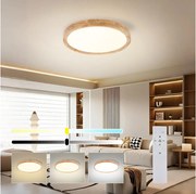 Brilagi - Димируемо LED осветително тяло WOODROUND LED/30W/230V 3000-6000K Ø 40 см + дистанционно управление
