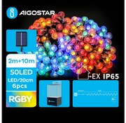 Aigostar - LED соларни декоративни лампички 50xLED/8 функции 12 м IP65 многоцветен