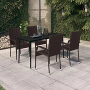 3099403 vidaXL Градински трапезен комплект, 5 части, кафяво и черно
