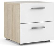 Бяло нощно шкафче в дъбов декор Pepe - Tvilum