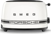 Тостер за хляб SMEG 50's Style Porsche TSF01PCWEU, 950W, 2 филии, 6 нива, Тавичка за трохи, Вграден кабел, Неръждаема стомана, Бял