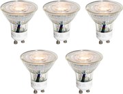 Комплект от 5 GU10 50mm LED крушки прозрачни 3W 200 lm 2200K