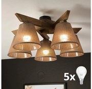 Brilagi - LED плафониера ANTHONY 5xE14/40W/230V дъб орех/кафяво