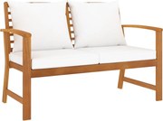 311829 vidaXL Градинска пейка 120 см с кремава възглавница, акация масив