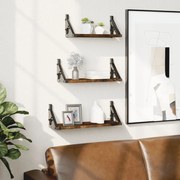 836320 vidaXL Комплект рафтове за стена, 3 бр, опушен дъб, инженерно дърво