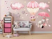 Детски стикери за стена - пастелни зайци, балони и пеперуди Šírka: 100 cm | Dĺžka: 200 cm