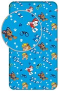 Син еластичен единичен памучен детски чаршаф 90x200 cm Paw Patrol – Jerry Fabrics