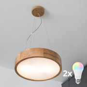 Brilagi - LED RGBW димируема люстра CARVALHO 2xE27/15W/230V Wi-Fi, дъб, Ø 37 см