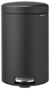Кош за боклук с педал Brabantia NewIcon 649741, 12 л, Плавно затваряне, Противоплъзгаща основа, Минерално покритие, Тъмносив