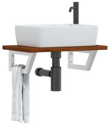 3302350 vidaXL Стенен рафт за мивка, стомана и масивно дърво дъб