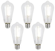 Комплект от 5 Димируеми LED крушки E27 ST64 прозрачни 7W 806lm 2700-6500K