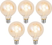 Комплект от 5 умни E27 димируеми LED крушки G95 кехлибар 4.9W 320 lm 2500K Zigbee