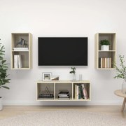 3079739 vidaXL Комплект ТВ шкафове от 3 части, дъб сонома, инженерно дърво