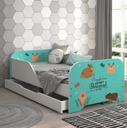 Детско легло MIKI 160 x 80 cm с матрак и решетка - KAPIBARA ANIMALS