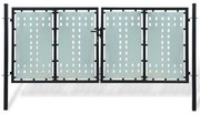 Двойна оградна врата 300 х 175 см, цвят черен