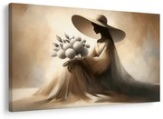 Картина на платно – Силует на жена с цветя