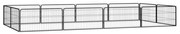 Заграждение за куче черно 12 панела 100x50 см прахово боядисано Isra