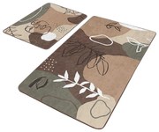 Кафяви кадифени постелки за баня в комплект от 2 бр. 60x100 cm Abstract Faces – Mila Home