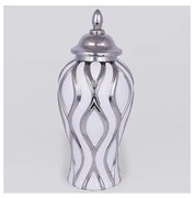 Керамичен буркан 35x18,5 см сребрист/бял