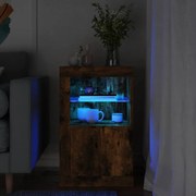 836638 vidaXL Страничен шкаф с LED осветление, опушен дъб, инженерно дърво