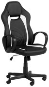 Геймърски стол Carmen 7525, До 130 кг, Еко кожа, Регулиране на люлеенето, Полипропиленови колелца, Черен/бял