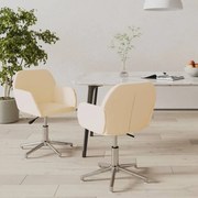 3103029 vidaXL Въртящи се трапезни столове, 2 бр, кремави, текстил