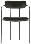 Черен кадифен стол за хранене Ivy - WOOOD