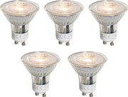 Комплект от 5 GU10 50мм прозрачни LED крушки 3W 250 lm 2200K