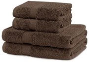 Кафяви памучни хавлии и кърпи за баня в комплект от 4 бр. от тери Marina – DecoKing