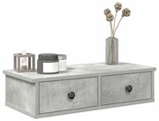 859944 vidaXL Стенен рафт с чекмеджета бетонно сив 60x28x15см инженерно дърво