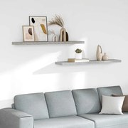 326607 vidaXL Окачени стенни рафтове, 2 бр, бетонно сив, 120x23,5x3,8 см, МДФ