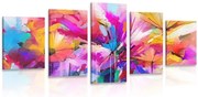 картини от 5 части – Абстрактни цветни цветя