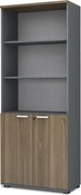 Venturo TopMebel меламинова офис библиотека в цвят антрацит/орех, размери 80 × 40 × 200 см.