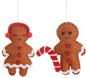 Текстилни ръчно изработени коледни украси в комплект от 2 бр. 10 cm Gingerbread Couple – Sass & Belle