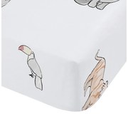 Бял еластичен единичен памучен детски чаршаф 90x190 cm Zoo Animals – Bianca