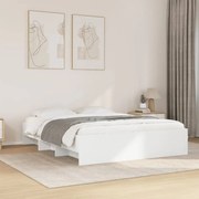 3295646 vidaXL Рамка за легло, бяла, 150x200 см, инженерно дърво