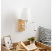 Brilagi - LED Аплик NUBILA WOOD 1xE27/25W/230V + LED/3W дъб/бял