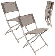 Сгъваеми текстилни градински столове бежови - комплект от 2