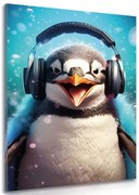 Картина на платно – Пингвин със слушалки