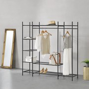 Coat Rack with 6 Shelves 150x110x40cm Black