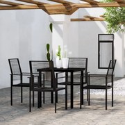 3099198 vidaXL Градински трапезен комплект, 5 части, черен