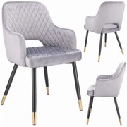 Луксозен кадифен стол за хранене BORGO Сив