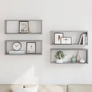 815928 vidaXL Стенни рафтове, 4 бр, сив сонома, 60x15x23 см, инженерно дърво