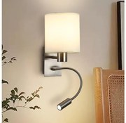 Brilagi -LED Гъвкав аплик NUBILA 1xE27/25W/230V+LED/3W матов хром/кремав