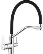 Mexen Duo кухненски смесител, хром/черен - 671701-07